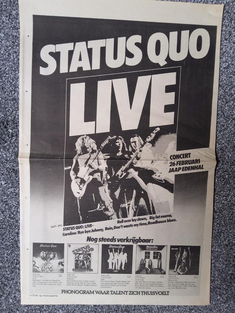 Status Quo:  groot formaat promo, Ophalen of Verzenden, Zo goed als nieuw, Foto of Kaart