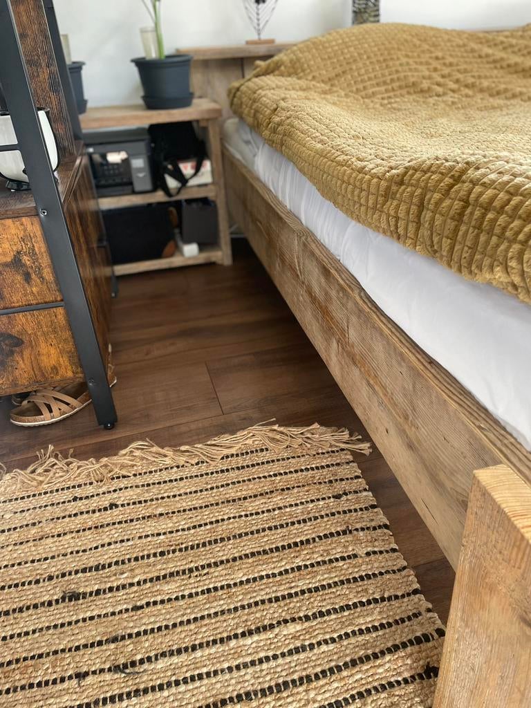 Steigerhout tweepersoonsbed, Bruin, Steigerhout, Tweepersoons, Ophalen of Verzenden
