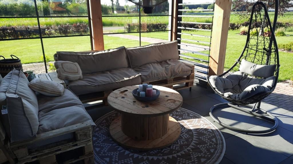 2L Home & Garden Palletkussenset zandkleur, Tuin en Terras, Tuinmeubel-accessoires, Gebruikt, Ophalen