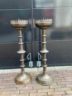 Antieke set Koperen Kerk ❤️ Altaar Kandelaars, Ophalen, Koper of Brons