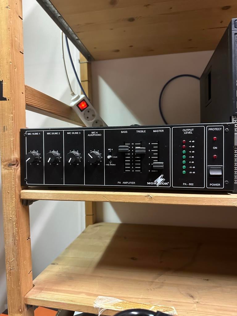 Monacor PA-802 PA Versterker - Gebruikt, Ophalen of Verzenden, Gebruikt, Minder dan 500 watt, P.A.