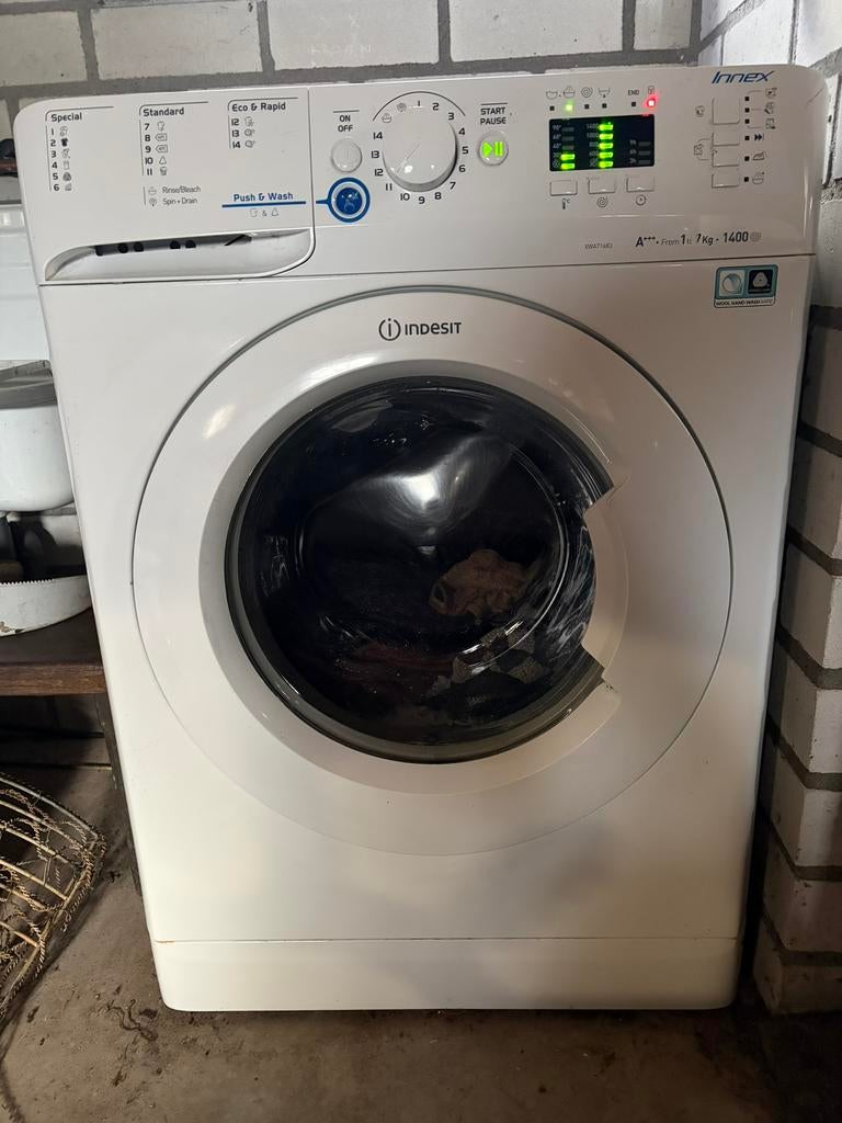 A+++ Indesit Innex wasmachine XWA 71483X W eu whirlpool, Ophalen, Zo goed als nieuw, 1200 tot 1600 toeren, 85 tot 90 cm