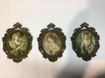 3 Oude italiaanse zijde schilderijtjes (ook als fotolijstje), Ophalen of Verzenden