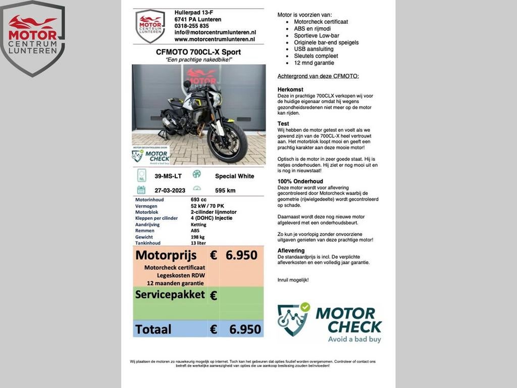 CFMOTO 700CL-X SPORT 12mnd garantie, Motorrijbewijs A, Bedrijf, Onbekend, Meer dan 35 kW
