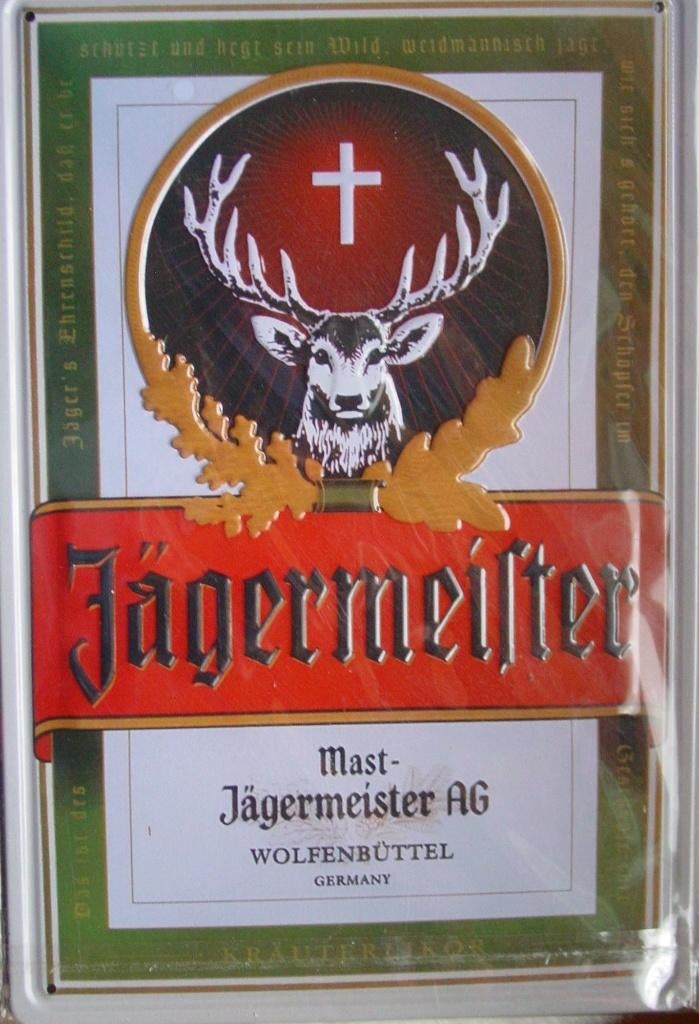 JAGERMEISTER REKLAME  -METAAL-, Ophalen of Verzenden, Gebruikt, Reclamebord