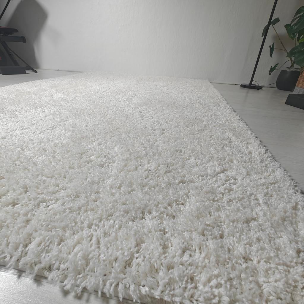 Hoogpolig vloerkleed wit 160 x 235, Wit, 150 tot 200 cm, 200 cm of meer, Ophalen of Verzenden