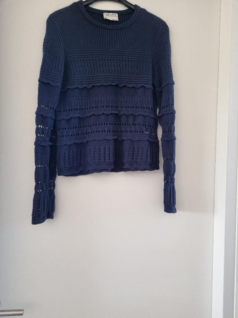 Ajour trui, Kleding | Dames, Truien en Vesten, Maat 38/40 (M), Blauw, Aware, Ophalen of Verzenden