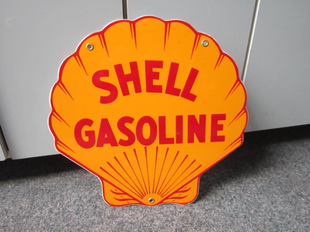 SHELL EMAILLE RECLAMEBORD, Ophalen, Zo goed als nieuw, Reclamebord