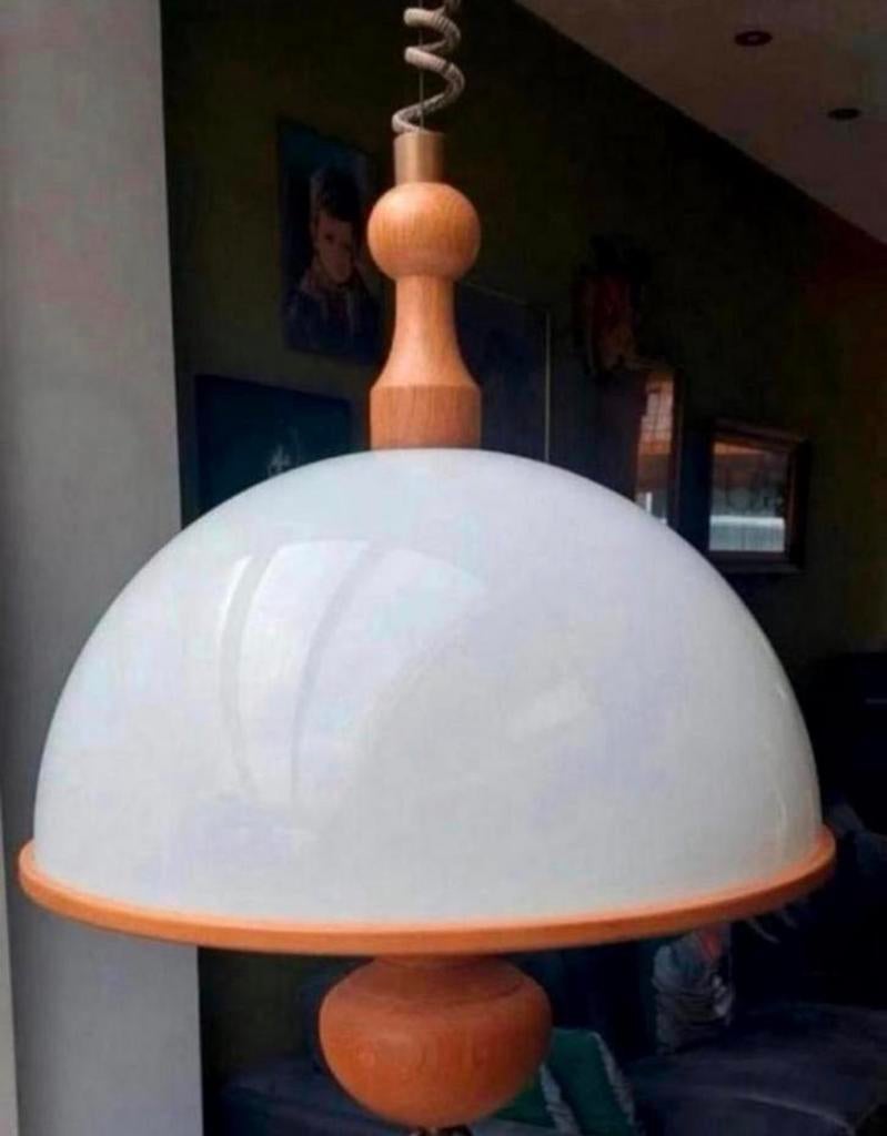 Steinhauer plafond lamp jaren 70 vintage, Ophalen of Verzenden, Zo goed als nieuw, Hout, Minder dan 50 cm