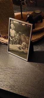 BROCANTE OUDE FOTOLIJST MET BOLGLAS, Antiek en Kunst, Ophalen of Verzenden