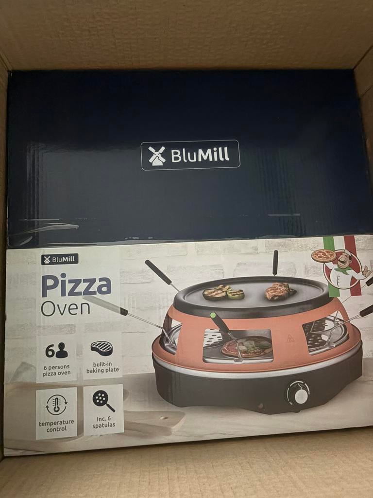 BluMill 2 in 1 pizzarette Nieuw in doos, Witgoed en Apparatuur, Gourmetstellen, Ophalen of Verzenden, Nieuw, 4 t/m 7 personen