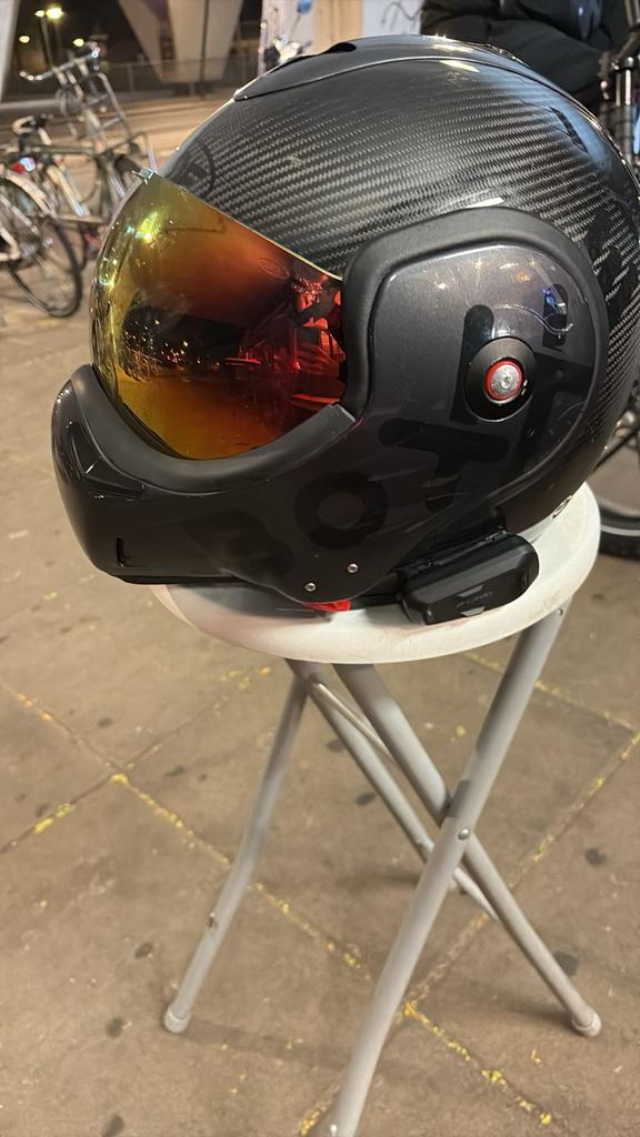 Roof Boxxer Carbon Mono Graphite helm met Cardo - XXL, Systeemhelm, Heren, XXL, Tweedehands