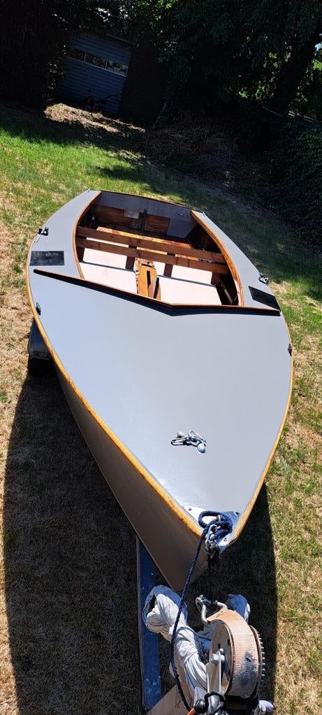 Houten boot, vaarklaar, inclusief trailer + buitenboordmotor, Watersport en Boten, Open zeilboten, Ophalen, Gebruikt, Overige brandstoffen
