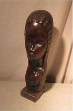 Prachtig Houten Beeld 'Moeder en Kind' - Kanu - 34cm, Ophalen of Verzenden