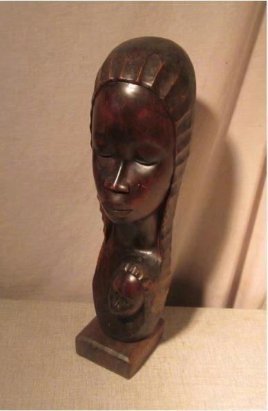 Prachtig Houten Beeld 'Moeder en Kind' - Kanu - 34cm, Antiek en Kunst, Kunst | Beelden en Houtsnijwerken, Ophalen of Verzenden