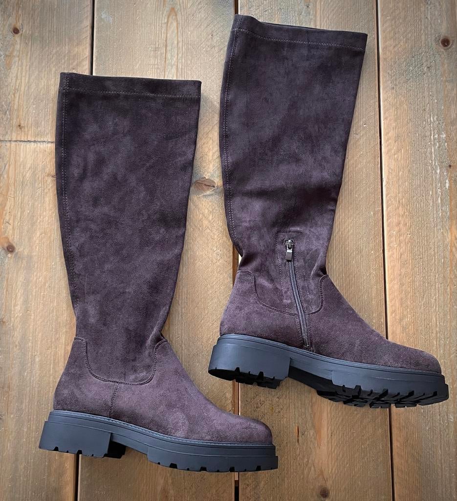 Bruine suède laarzen, Verzenden, Zo goed als nieuw, Bruin, Hoge laarzen