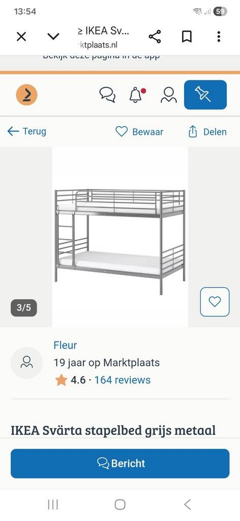 IKEA Svärta stapelbed grijs metaal - reeds gedemonteerd, Kinderen en Baby's, Kinderkamer | Stapelbedden en Hoogslapers, Ophalen