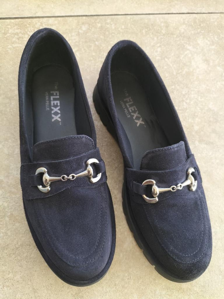 Suède schoenen maat 39, Ophalen, Blauw, Instappers, Zo goed als nieuw