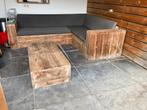 Steigerhout lounge set tuin bank met kussens, Ophalen, Zo goed als nieuw, Hout