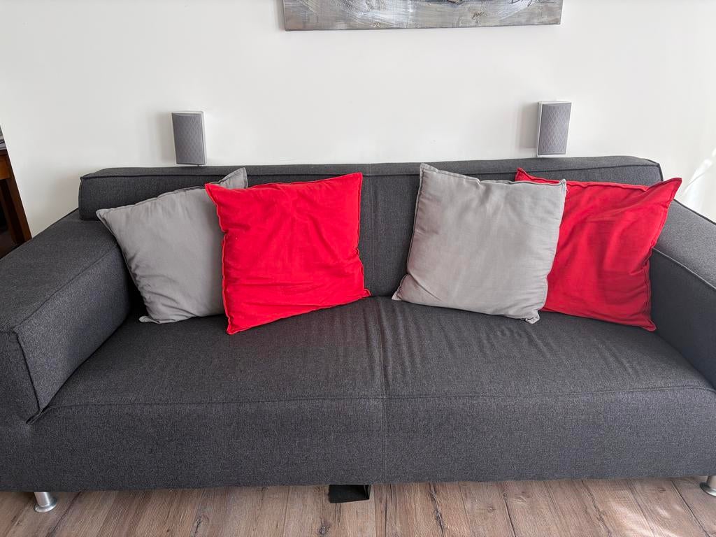 donkergrijze driezitsbank, Huis en Inrichting, Ophalen, Gebruikt, Driepersoons, 75 tot 100 cm