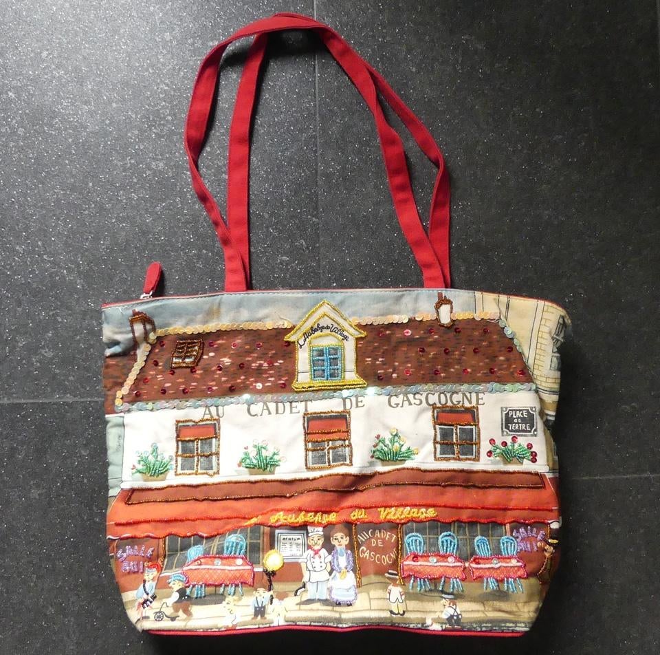 Montmartre Paris tas vintage schoudertas kraaltjes, Ophalen of Verzenden, Gebruikt, Rood