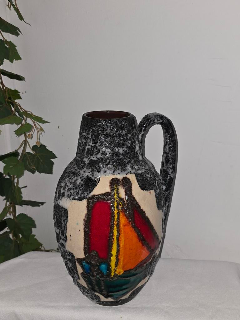 Vintage vaas West Germany Scheurig style xl vloervaas oranje, Antiek en Kunst, Ophalen