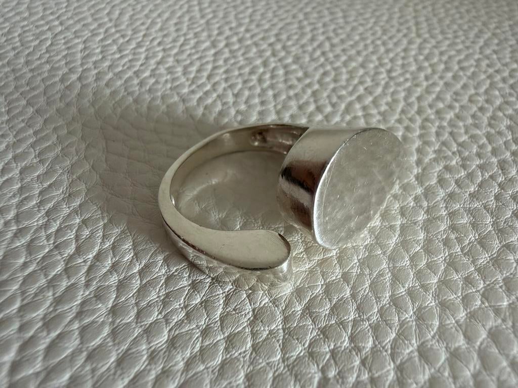 H159/Zilveren Degelijke Modernist Ring Scandinavië, Gebruikt, Verzenden, X, Dame