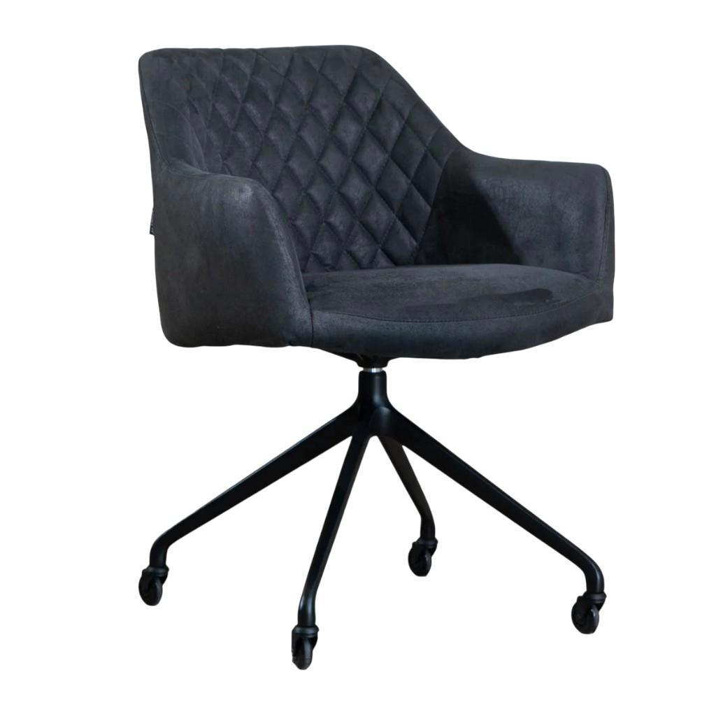 MN Home Oslo Verrijdbare Vergaderstoel Eco-Leer, Zwart, Nieuw, Ophalen of Verzenden, Leer
