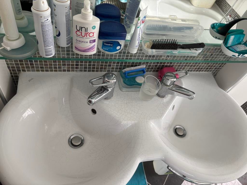 Dubbele wastafel nieuwprijs €300, Ophalen, Nieuw, 50 tot 100 cm, Minder dan 100 cm