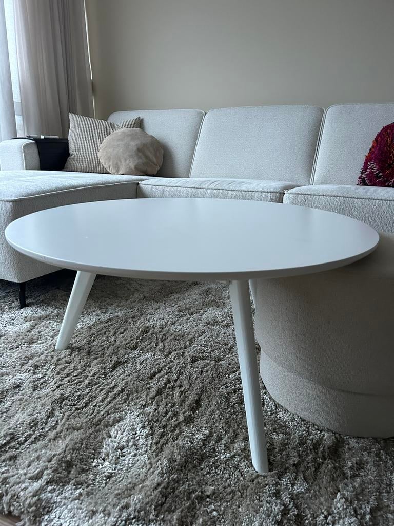 Witte salontafel, Huis en Inrichting, Tafels | Salontafels, Ophalen, 50 tot 100 cm, Rond, Zo goed als nieuw