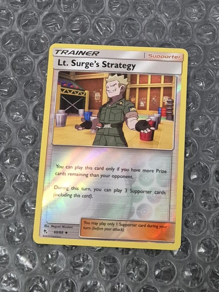 Reverse Lt. Surge's Strategy Sun & Moon Hidden Fates, Ophalen of Verzenden, Zo goed als nieuw, Losse kaart, Foil