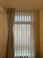 Beige gordijnen met vitrage - compleet set, Ophalen of Verzenden, Zo goed als nieuw, Grijs, 200 cm of meer