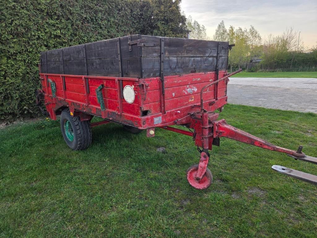 Platte wagen met opzetbord oude krone mestverspreider, 100 liter of meer, Ophalen, Gebruikt, Transportkar