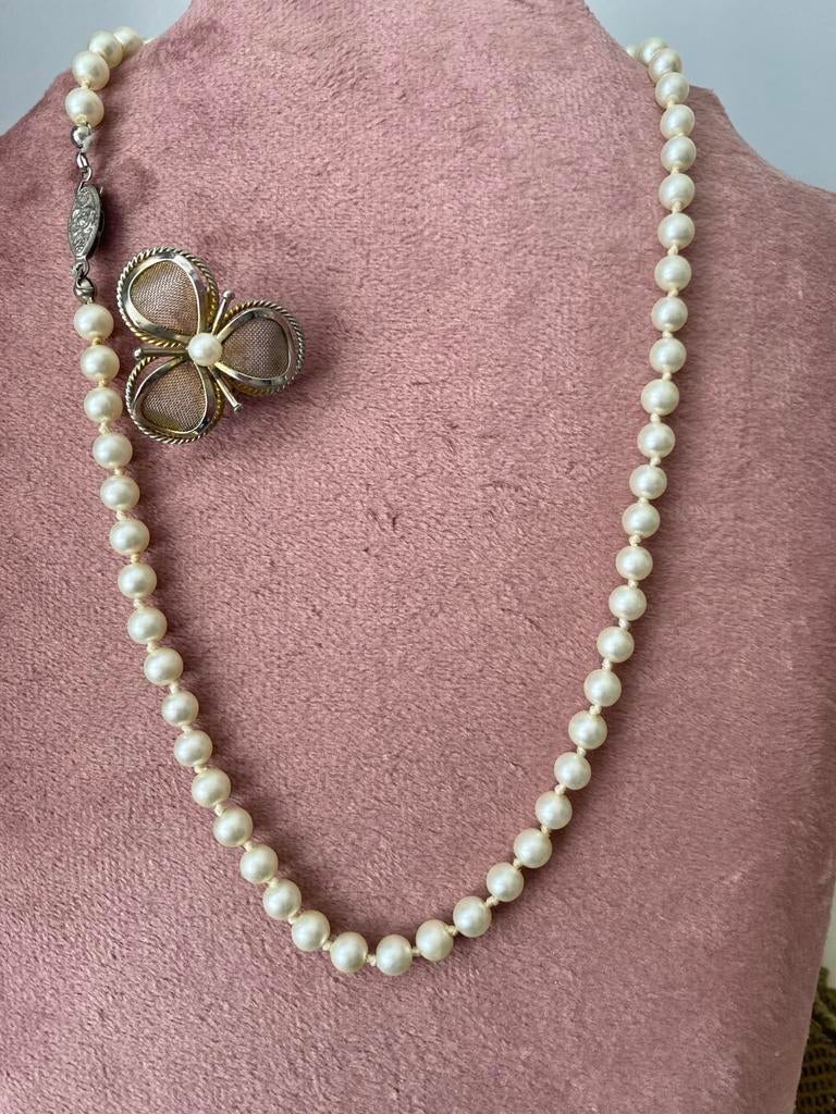 Leuk vintage parelsetje - 🎁- cadeautip, Sieraden, Tassen en Uiterlijk, Kettingen, Ophalen of Verzenden, Zo goed als nieuw, Overige materialen