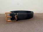 Yves Saint Laurent Zwarte Leren Riem, Ophalen, 3 tot 5 cm, 90 tot 100 cm, Heupriem