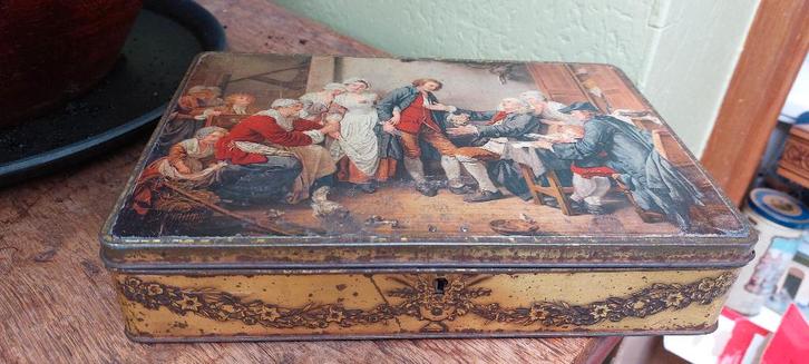 Prachtige oude blikken doos Superchocolade Jacques, Verzamelen, Blikken, Nieuw, Koek(jes), Overige merken, Ophalen of Verzenden