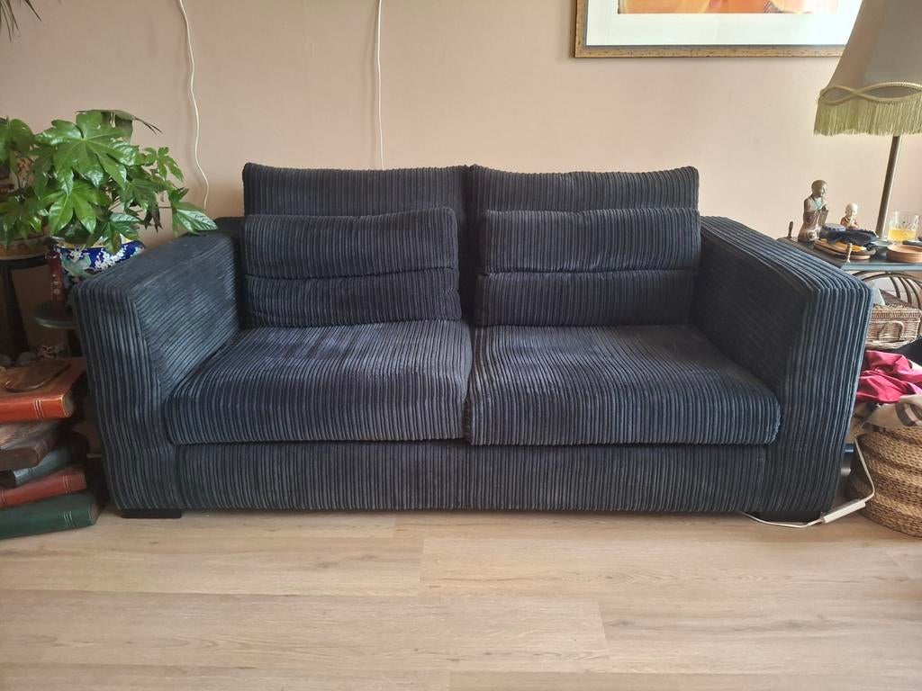 Nette zwarte rib bank., Huis en Inrichting, Banken | Bankstellen, Ophalen, Gebruikt, 75 tot 100 cm, Stof