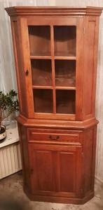 Mooie eikenhouten vitrine hoekkast, Huis en Inrichting, Kasten | Vitrinekasten, Ophalen, Eikenhout, 50 tot 100 cm, Zo goed als nieuw
