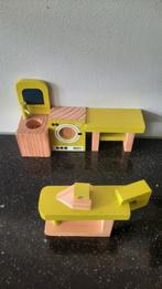 Houten poppenhuis meubeltjes - Waskamer set, Ophalen of Verzenden, Gebruikt, Poppenhuis