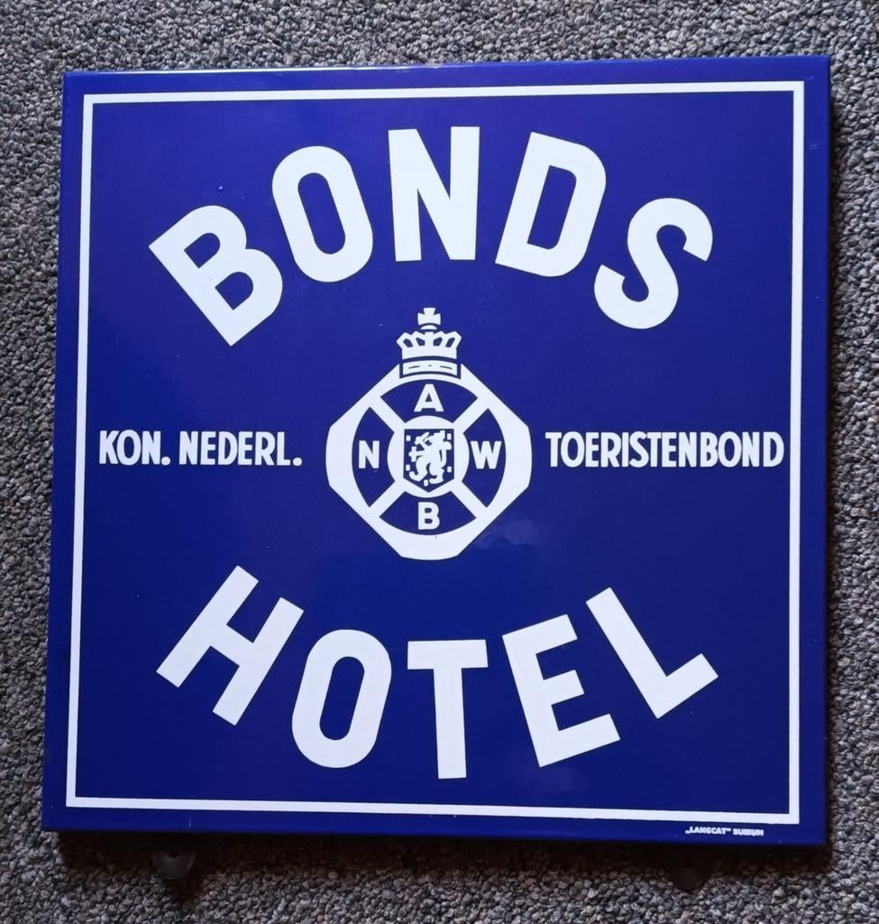 Emaille bord anwb bonds hotel langcat bussum, Ophalen of Verzenden, Gebruikt, Reclamebord