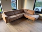 Cognac bruine leren hoekbank, 2-delig, 275x220cm, Huis en Inrichting, Banken | Bankstellen, Ophalen, 250 tot 300 cm, Gebruikt