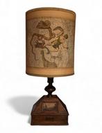 Antieke scheeps tafellamp met sterrenkaart kap, Ophalen of Verzenden