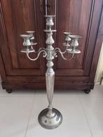 Zware zilverkleurige kandelaar met 4 armen, Ophalen, Overige materialen, Zo goed als nieuw, 75 cm of meer