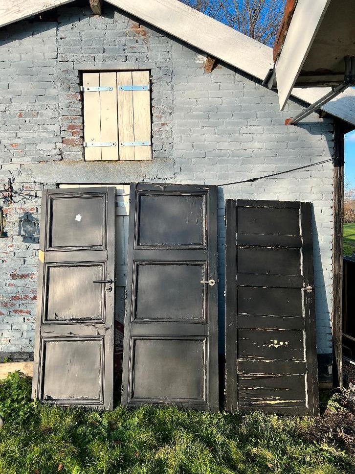 Mooie paneeldeuren uit oude boerderij 3 stuks, Doe-het-zelf en Verbouw, Deuren en Horren, Gebruikt, Binnendeur, 200 tot 215 cm