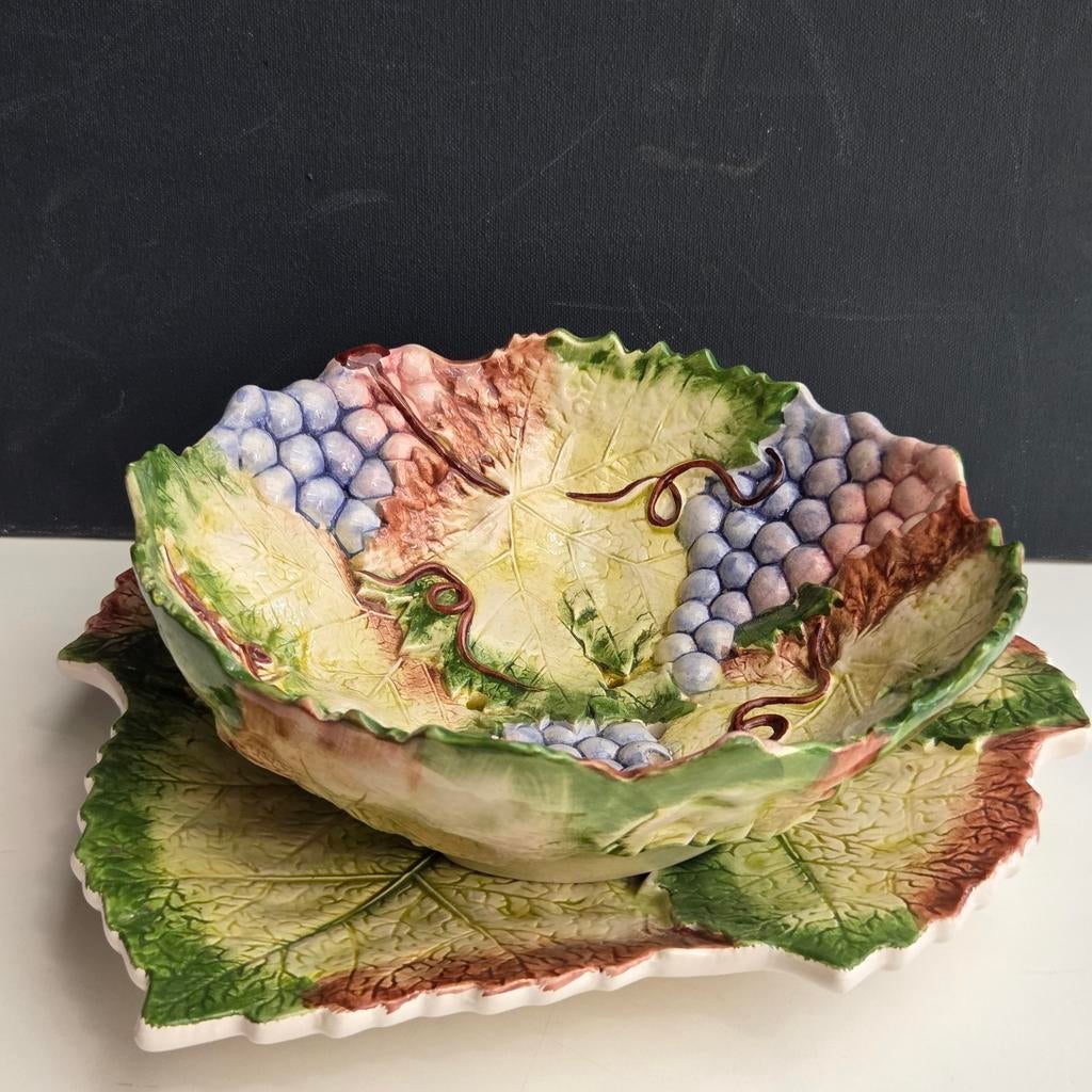 Antieke Barbotine Aardewerk Fruitschaal GV Gemerkt, Antiek en Kunst, Antiek | Keramiek en Aardewerk, Ophalen of Verzenden