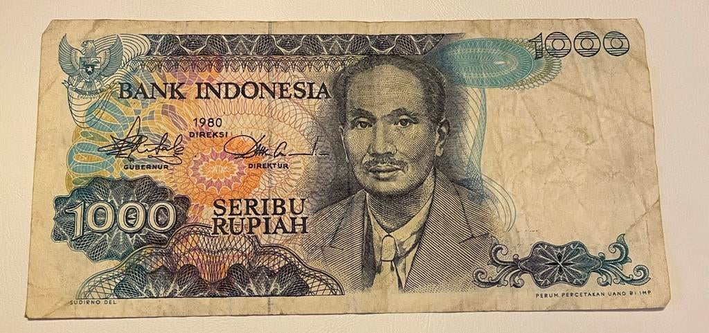 Bankbiljet Indonesië 1000 Seribu Rupiah 1980, Postzegels en Munten, Bankbiljetten | Azië, Ophalen of Verzenden, Zuidoost-Azië