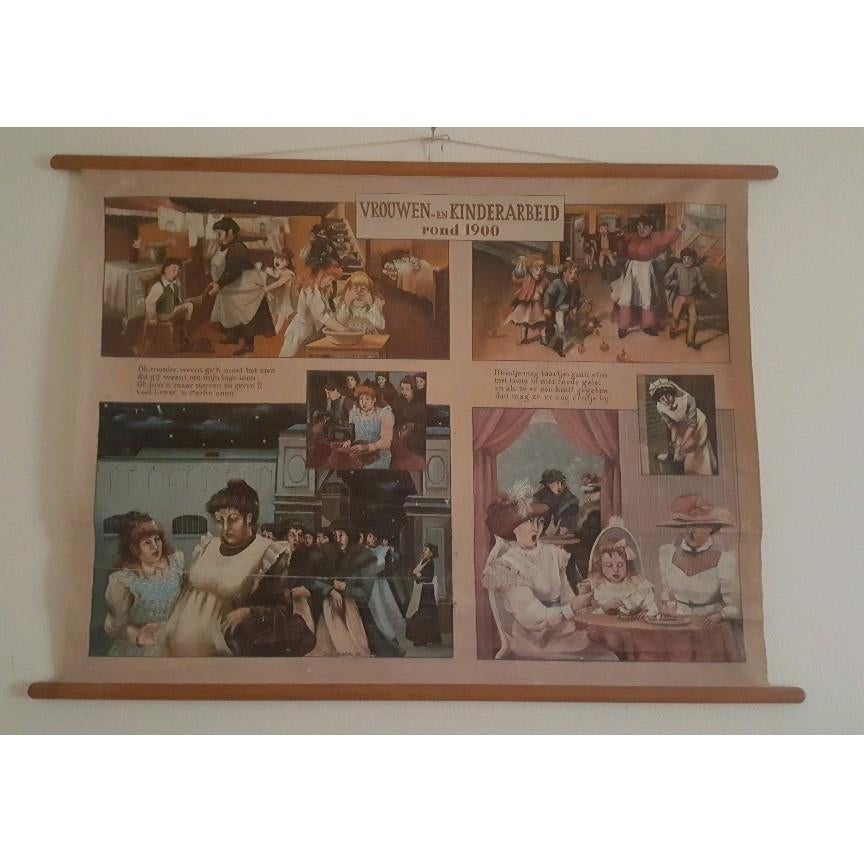 Schoolplaat Vrouwen- en Kinderarbeid rond 1900, Ophalen of Verzenden