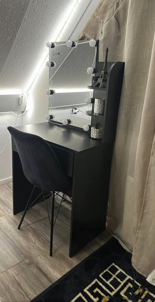 Zwarte vanity met zwarte stoel, Ophalen, Zo goed als nieuw, 50 tot 100 cm, Minder dan 100 cm