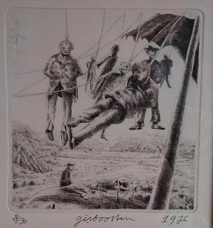 Gèr Boosten (1947). Sign & genummerd.  8/30.   1975., Antiek en Kunst, Kunst | Etsen en Gravures, Ophalen