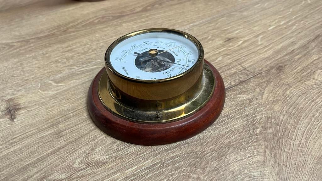 Vintage Talamex Barometer op Houten Voet, Ophalen of Verzenden, Gebruikt, Barometer